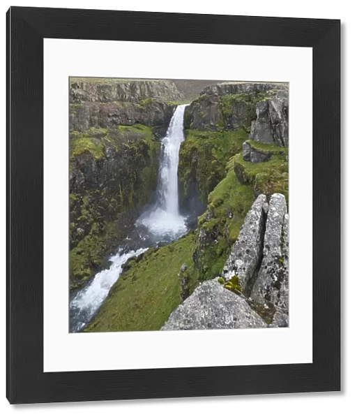Waterfall, north coast, Iceland, Europe