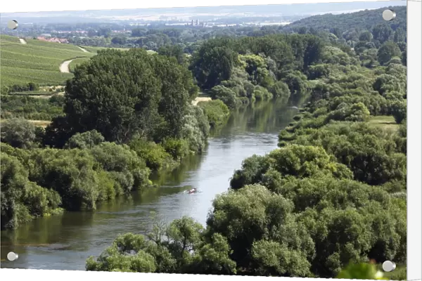 Old Main River, Muensterschwarzach in the distance, Mainschleife, loop in the Main River, Mainfranken, Lower Franconia, Franconia, Bavaria, Germany, Europe