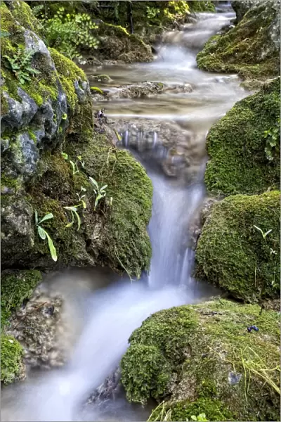 Small mountain torrende between waterfalls