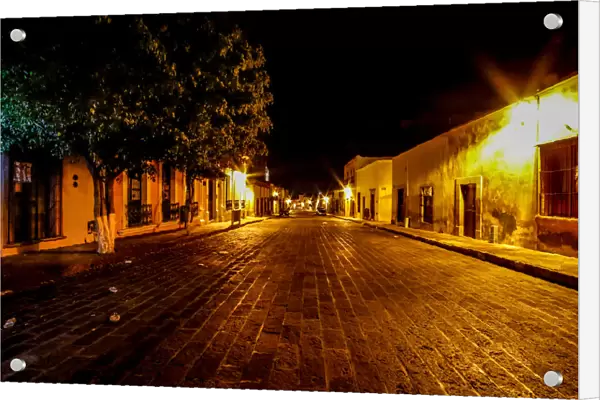 Streets of downtown Queretaro, Mexico at night