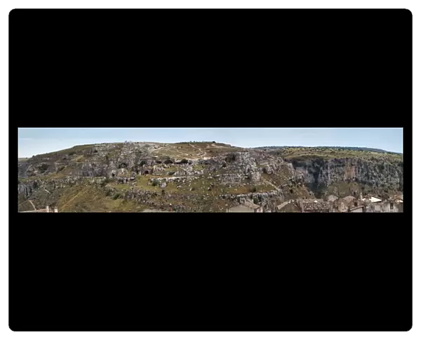 Panorama View Of The Prehistoric Rock Dwellings In The Gravina of Matera, Basilicata, Southern Italy