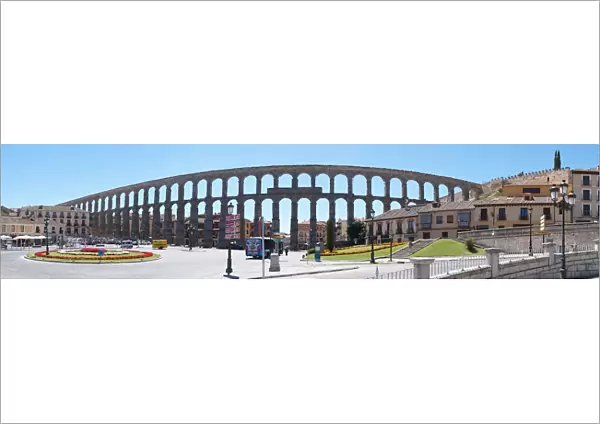 Monumental Aqueduct of Segovia, Panorama, Spain