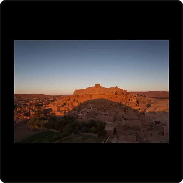 View of Ait Benhaddou Kasbah at sunrise, Ait Ben Haddou, Ouarzazate, Morocco