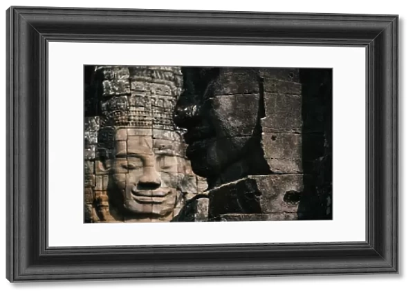 Faces of the sculptures in Bayon temple, Angkor Thom, Cambodia