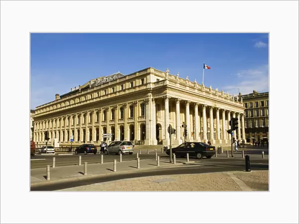 Cars on a road in front of a theatre, Grand Theater, Opera National De Bordeaux, Bordeaux, Aquitaine, France