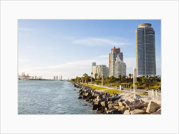 Skyline with residential condos on South Beach, Miami, Florida, USA