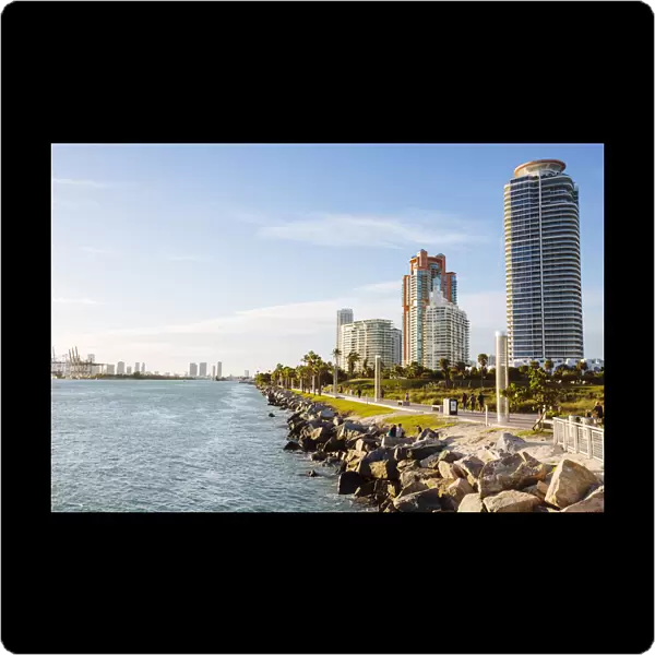 Skyline with residential condos on South Beach, Miami, Florida, USA
