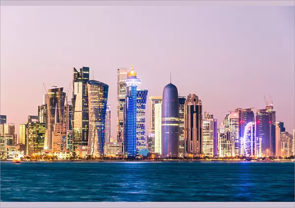 Doha skyline at sunset, Qatar