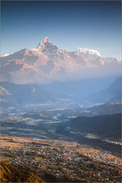 Machapuchare peak in the Annapurna at sunrise, Nepal
