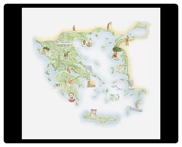 Illustrated map of Ancient Greece, BC