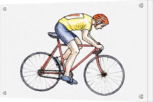 Illustration of man riding racing bicycle