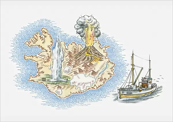 Illustrated map of Iceland