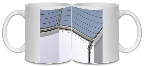 Guttering system on a house, close-up