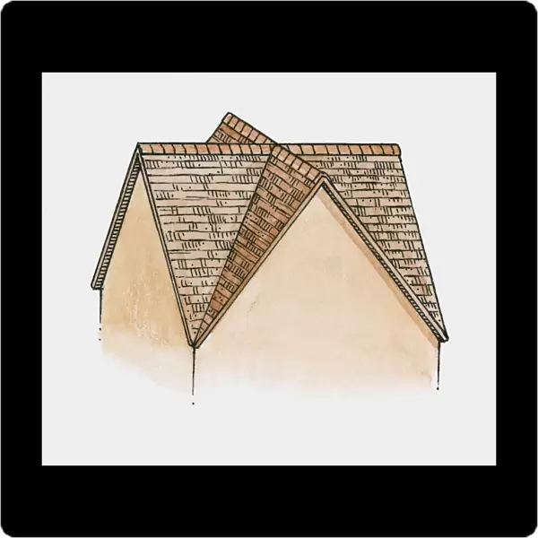 Illustration of gable and valley roof