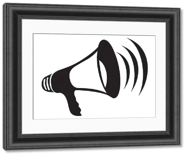 Black and white digital illustration of megaphone