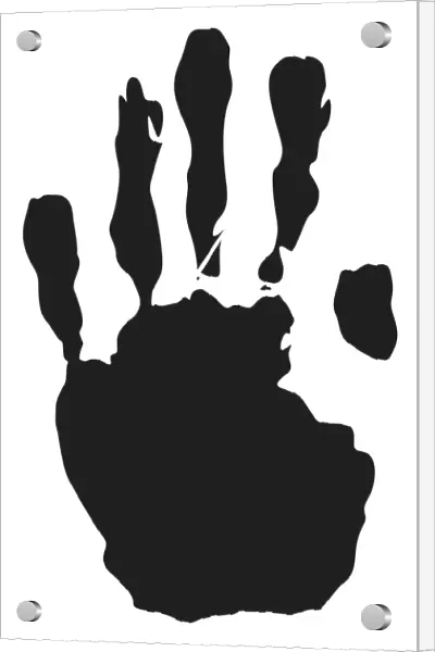 Black and white digital illustration of incomplete hand print