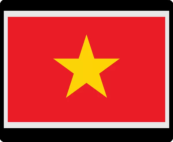 Illustration of civil and state flag of Vietnam, with red field and five-pointed yellow star in center