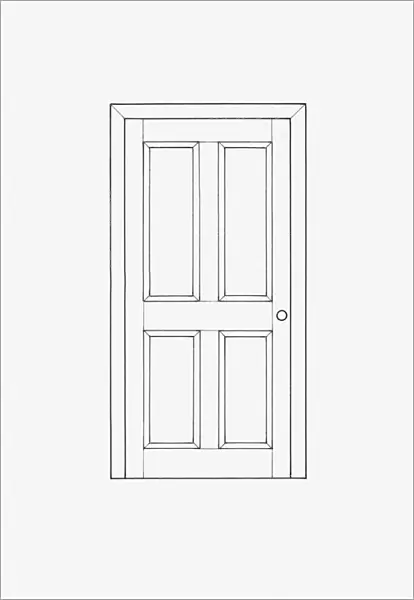 Black and white illustration of internal door