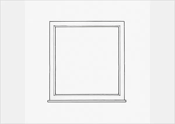 Black and white illustration of picture window