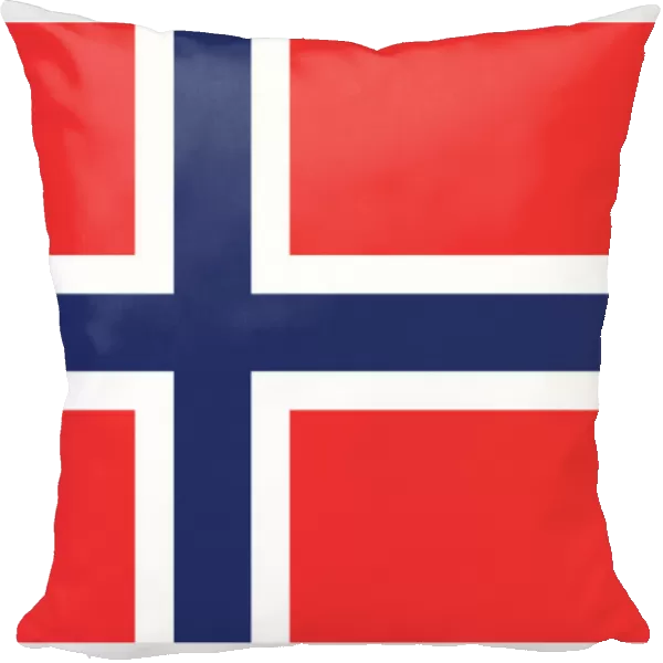 Illustration of national flag of Denmark, with white Scandinavian cross extending to edges of red field