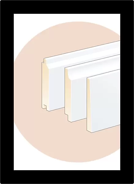Digital Illustration of white T&G, shiplap, and feather-edged weatherboards