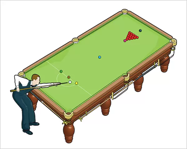 Snooker player and table