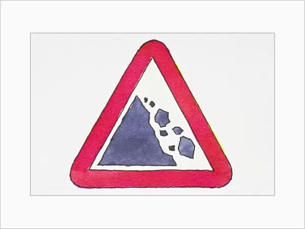 Illustration of sign warning of falling rocks