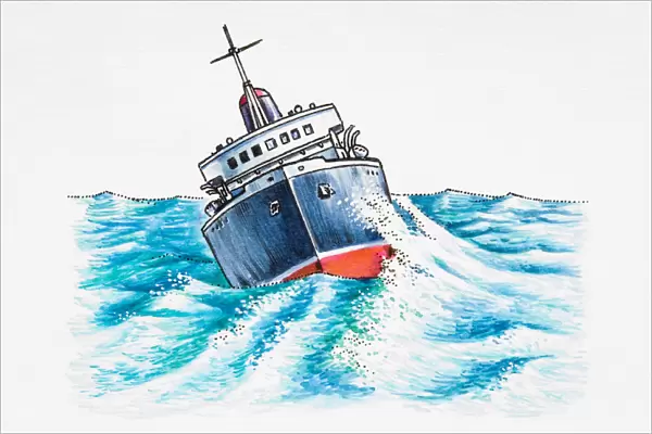 Ship in rough sea
