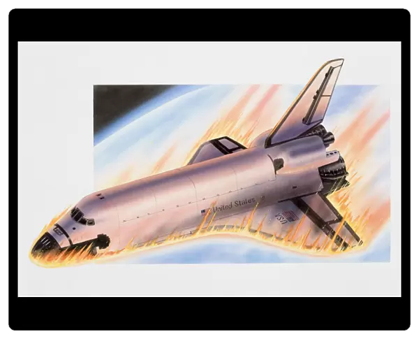 Space shuttle entering Earths atmosphere