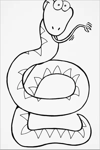 Humorous depiction of snake with bulging eyes and forked tongue