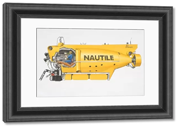 Illustration, the Nautile, yellow manned submersible owned by French Research Institute for Exploitation of the Sea, side view
