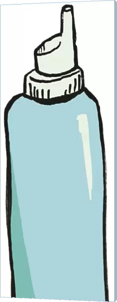 Tall light blue bottle with dispenser top