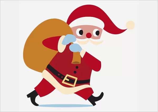 Santa Claus hand puppet carrying a sack