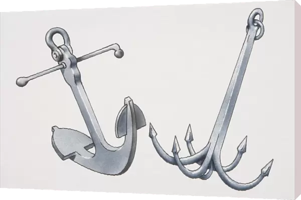 Two metal anchors