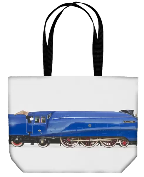 LNER Mallard, blue locomotive, side view
