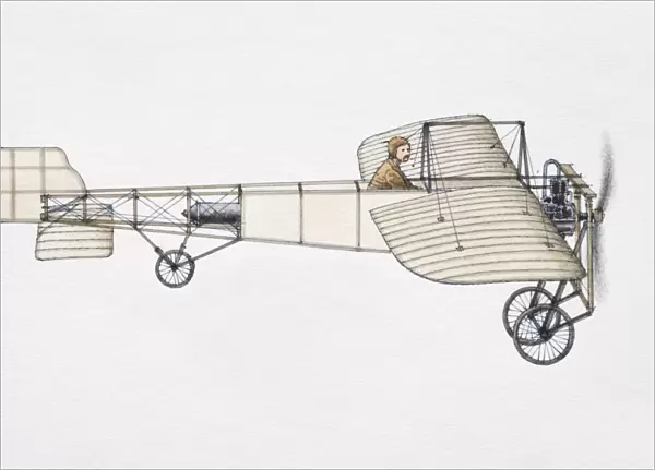 Louis Bleriots 1909 aircraft, side view