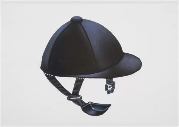 Show-jumping hat, side view