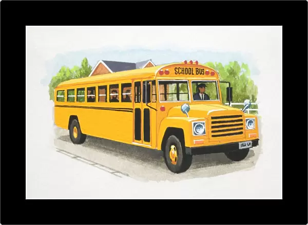 Yellow American school bus