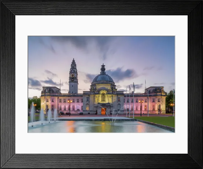 Framed Print : Edwardian Baroque Cardiff City Hall Print - Twilight Sky