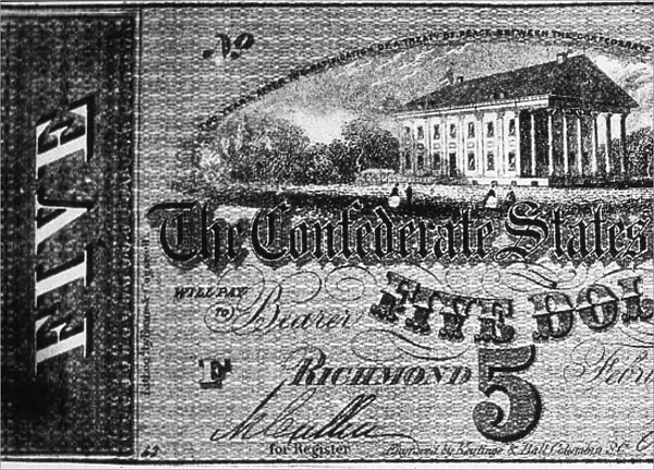Confederate Five Dollar Bill, 1864