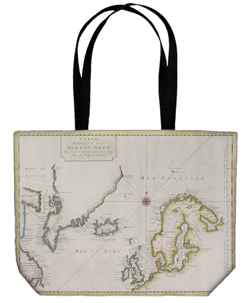 Antique map of Scandinavian region with Iceland and Greenland