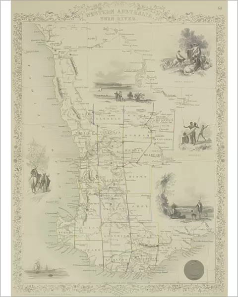 Antique map of Western Australia and the Swan River