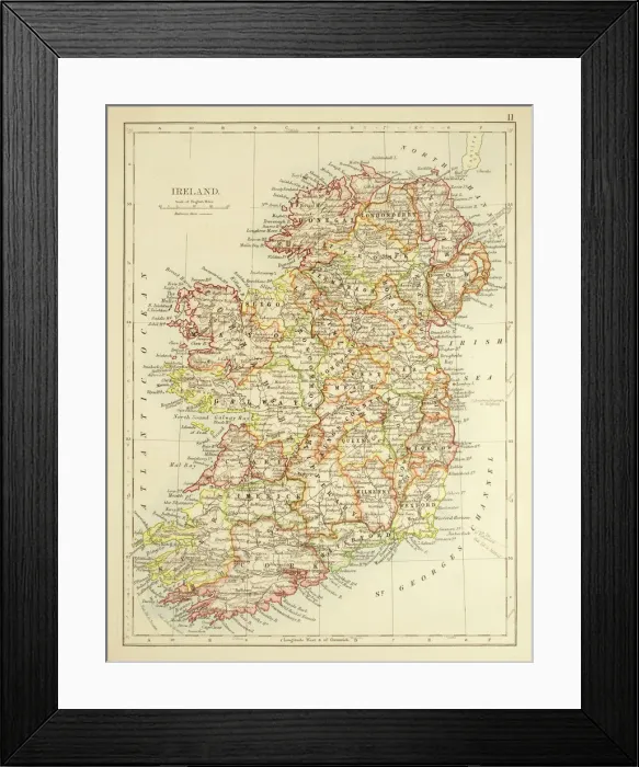 Framed Print : 1897 Map of Ireland Print - Palmer Illustrated Collection Framed Print : 1897 Map of Ireland Print - Palmer Illustrated Collection