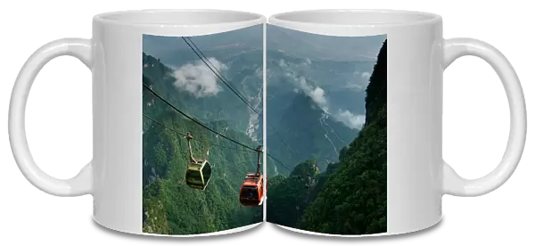 The cable cars to the top of MT. Tianmen