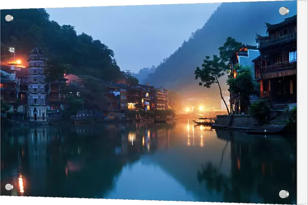 Fenghuang ancient city in Hunan China at night