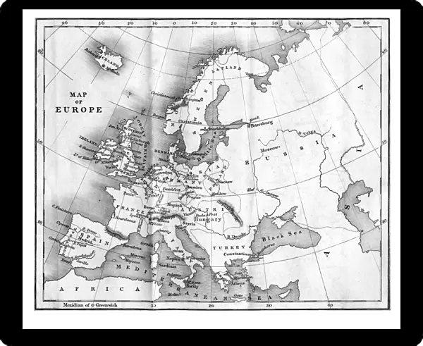 Vintage Map of Europe Mid 19th Century