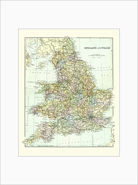 Antique Map of England and Wales 1880s