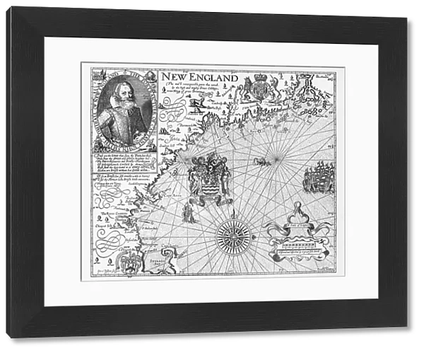 Map of New England by Explorer John Smith, Circa 1624