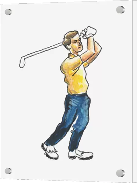 Illustration of golfer in backswing position