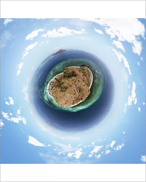 360 Bird s-eye Panorama of Kanawa Island, Indonesia